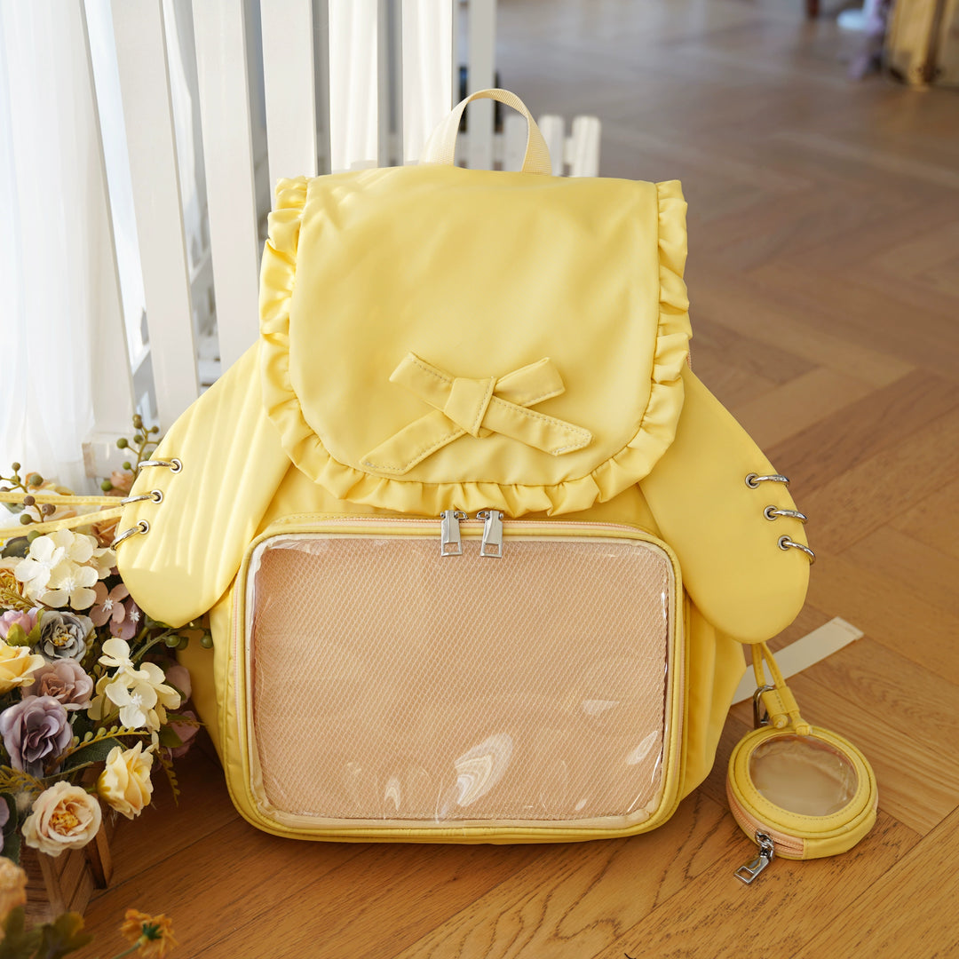 Kawaii Itabag Dual-Shoulder Backpack Bunny Ear Bag (Yellow) 40110:670274