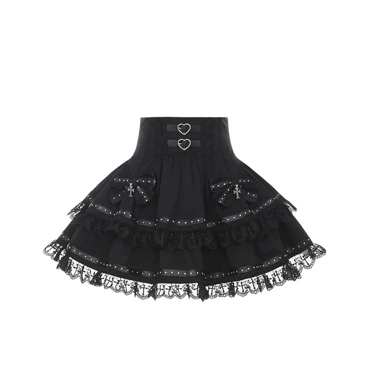 Long-sleeved Jirai Kei Blouse, Cake-Styled Skirt (L M S) 44680:819289