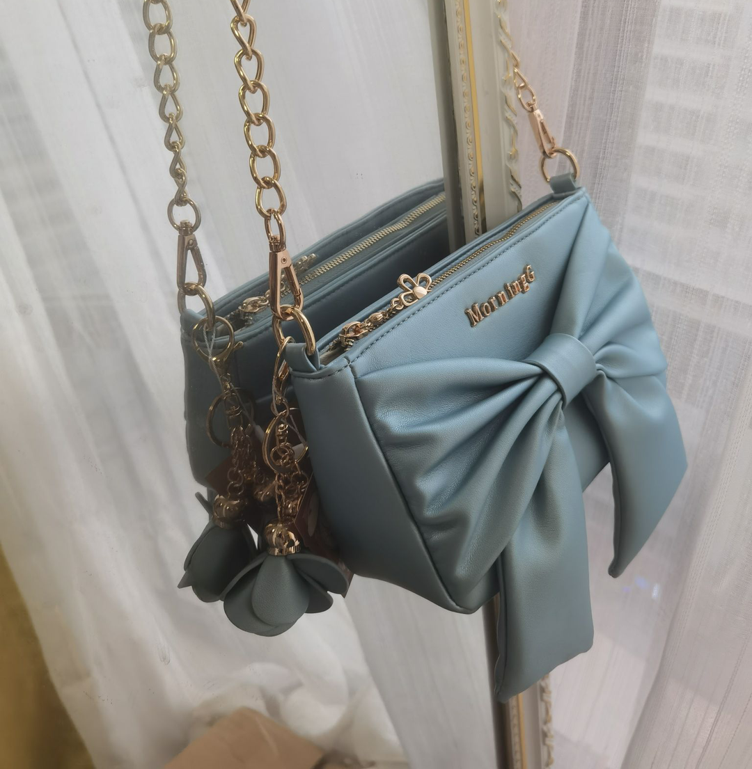 Sweet Pink Blue Black Red Brown Crossbody Bag With Bow Tie (Blue) 21912:331190