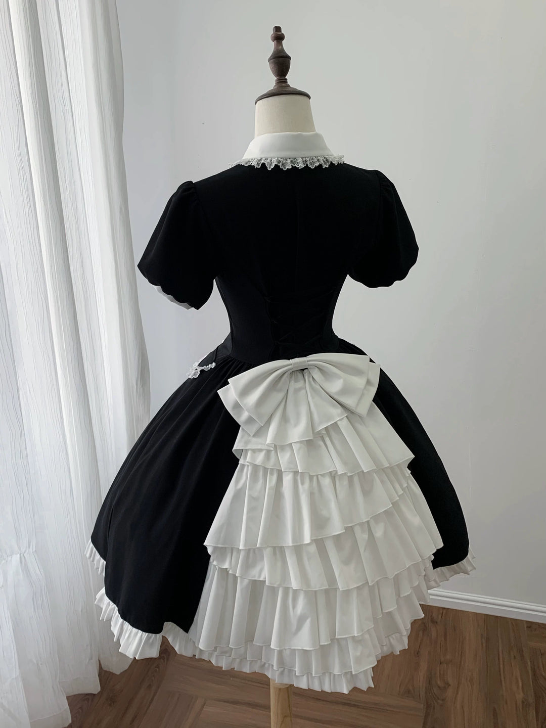 Gothic Lolita Button Closure OP Dress, Detachable Apron (L M S) 44947:832423