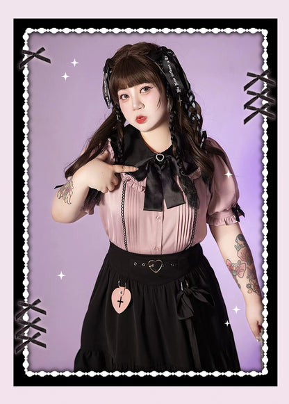 Plus Size Jirai Kei Black Skirts Vests (2XL 3XL 4XL XL / belt) 22052:349494