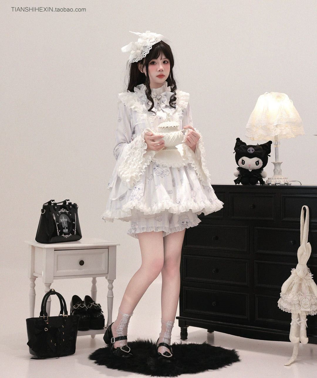 Maid-Inspired Dress Outfit, Detachable Apron 44427:807854
