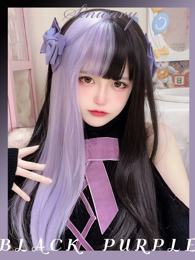 Jirai Kei Lolita Black And Purple Long Straight Wig 22038:318314