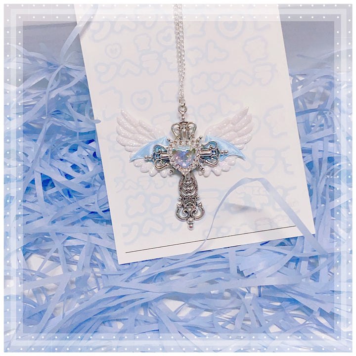 Y2K Jirai Kei Necklace Angel Cross Sweater Chain 29316:356134 29316:356134