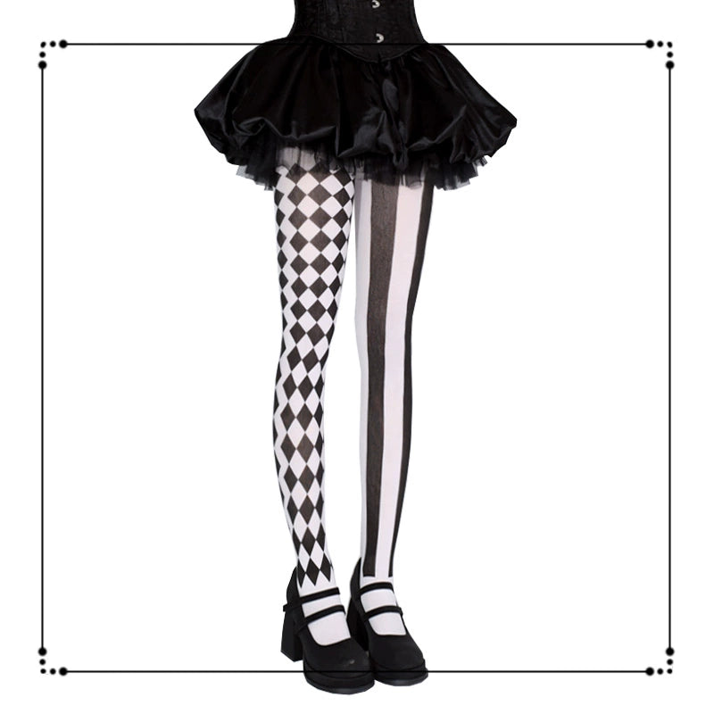 Halloween Style Striped & Checkered Pantyhose 44086:795580