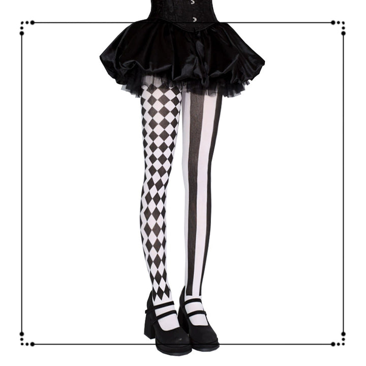 Halloween Style Striped & Checkered Pantyhose 44086:795580