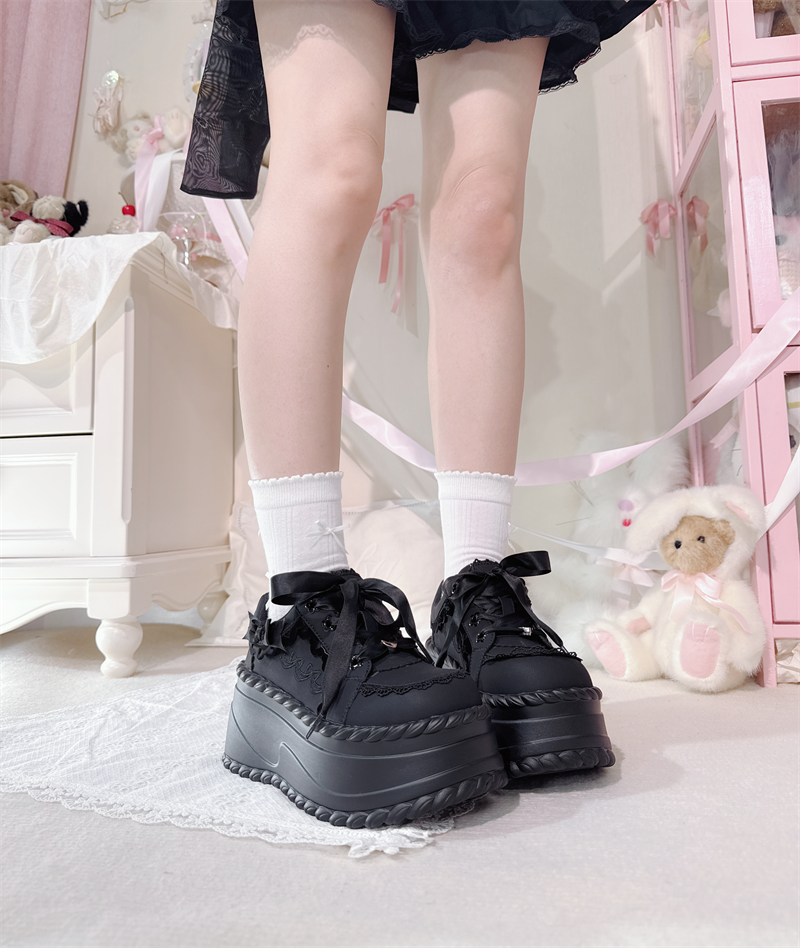 Jirai Kei Platform Shoes, Heart Details & Bows 45252:842617