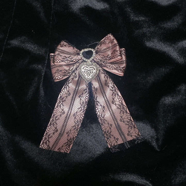 Jirai Kei Black Pink Bow Tie Hair Clip 29320:355726 29320:355726