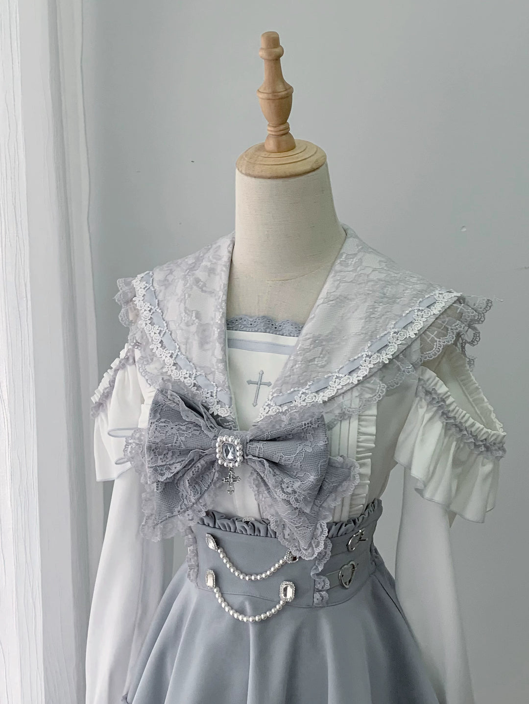 Ryousangata Sailor Collar Blouse, Elastic Waist Skirt (L M S) 45746:860811