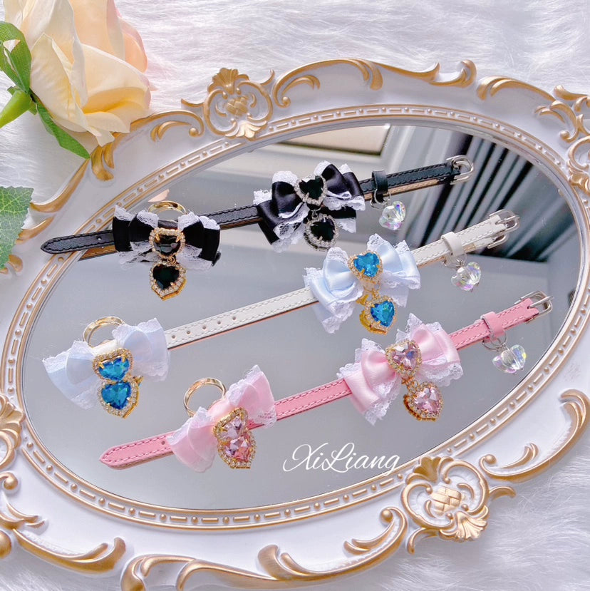 Jirai Kei Handmade Bow Leather Wristband Bracelet Ring Multicolor 28902:327122
