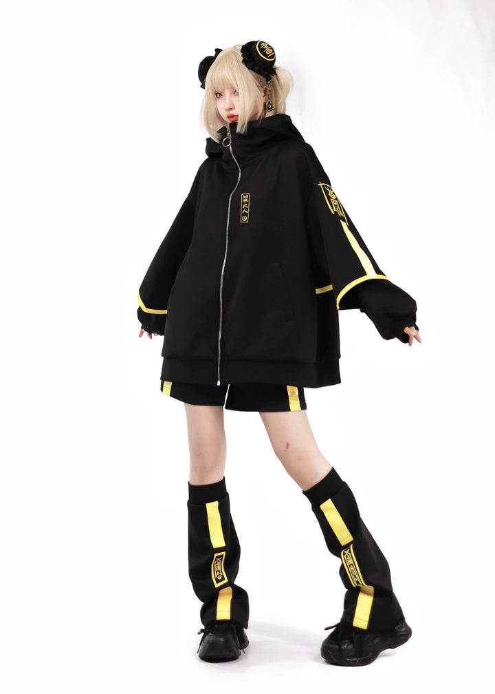 Jirai Kei Coat Black Yellow Plus Size Sports Set Night Glow Edition 29698:358474 29698:358474