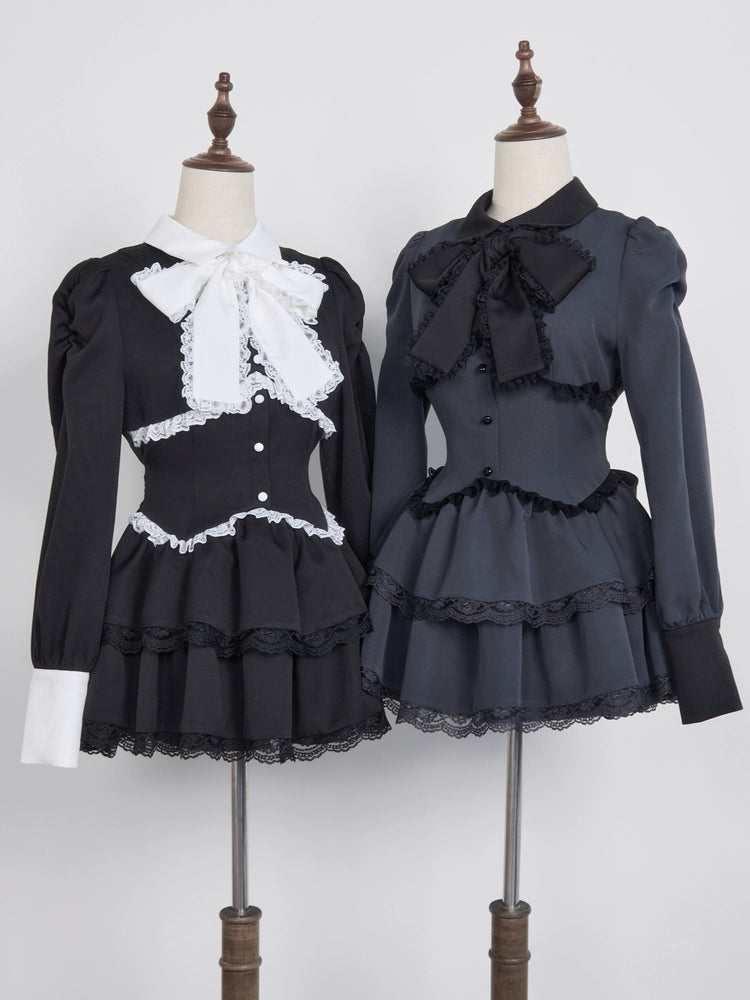 Long-sleeved Jirai Kei Dress, Elastic Shorts 44117:796535