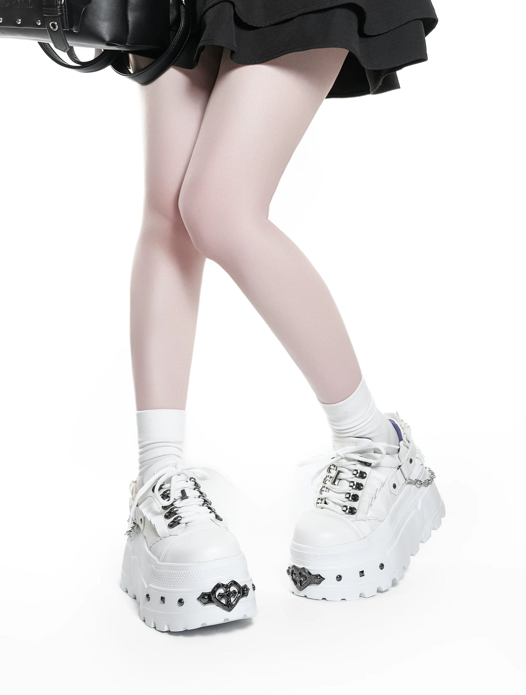 Punk Platform Shoes, Cross Accent & Detachable Heel Chains 45950:872247