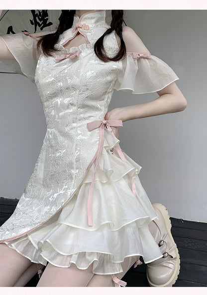 Spicy Girl Chinese Cheongsam Black White Dress 29526:350468