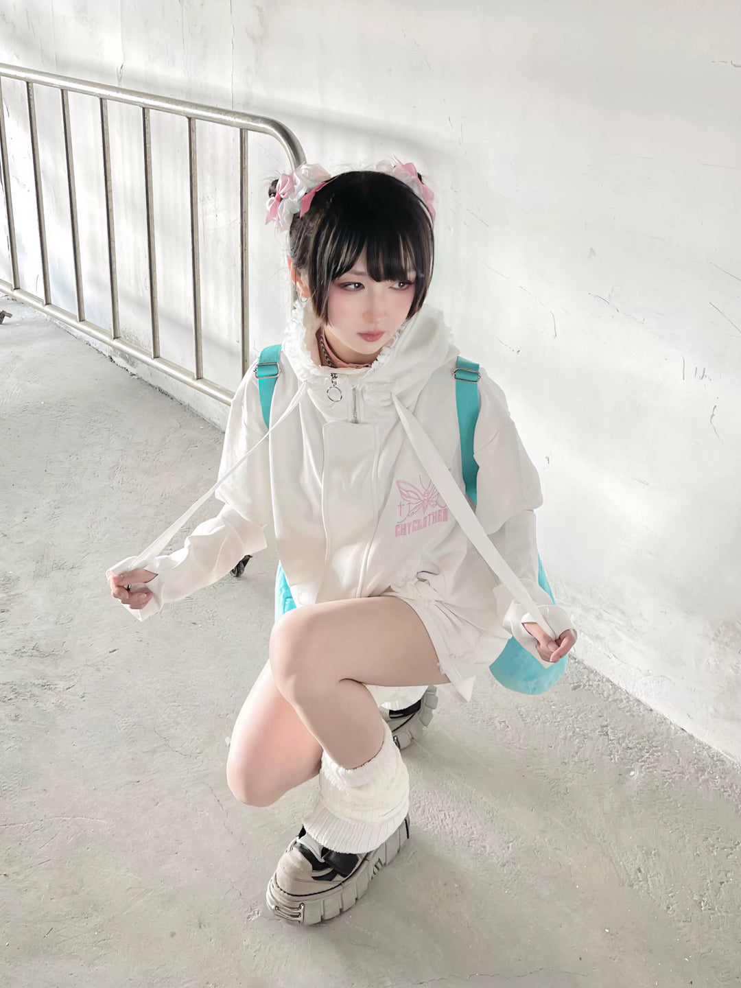 Harajuku Fashion Pink White Hoodie With Bunny Ear (Large Small) 29444:358502 (Large Small) 29444:358502