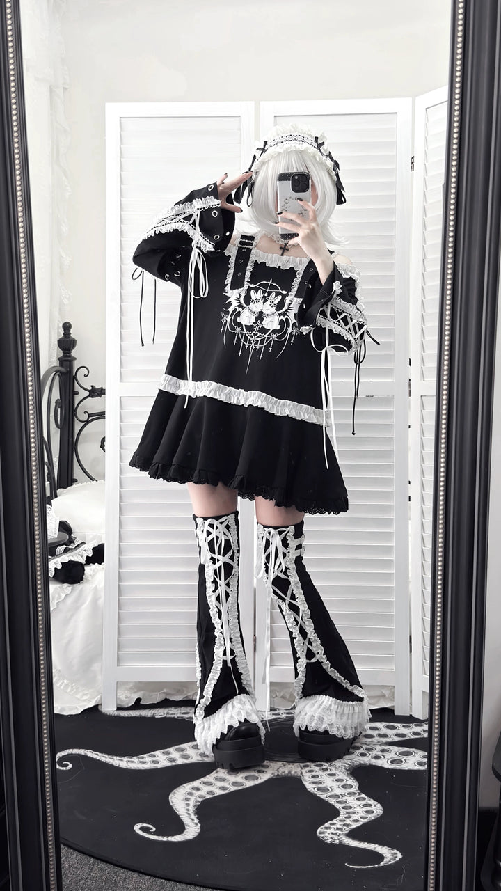 Punk Bunny Print T-shirt Dress, Adjustable Shoulder Straps 45836:865232