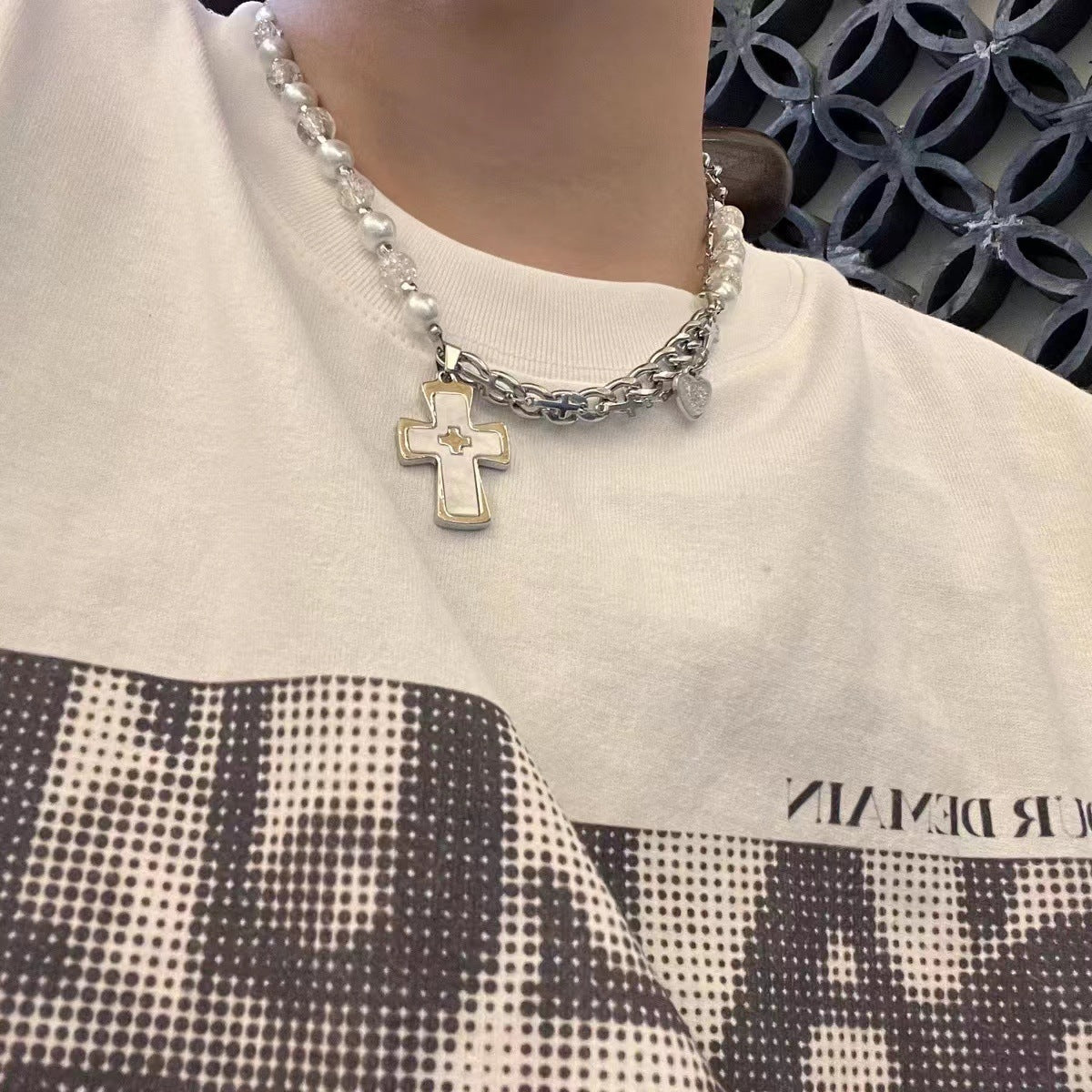 Y2K Necklace Gothic Punk Jewelry Cross Pendant Alloy Chain – Honey