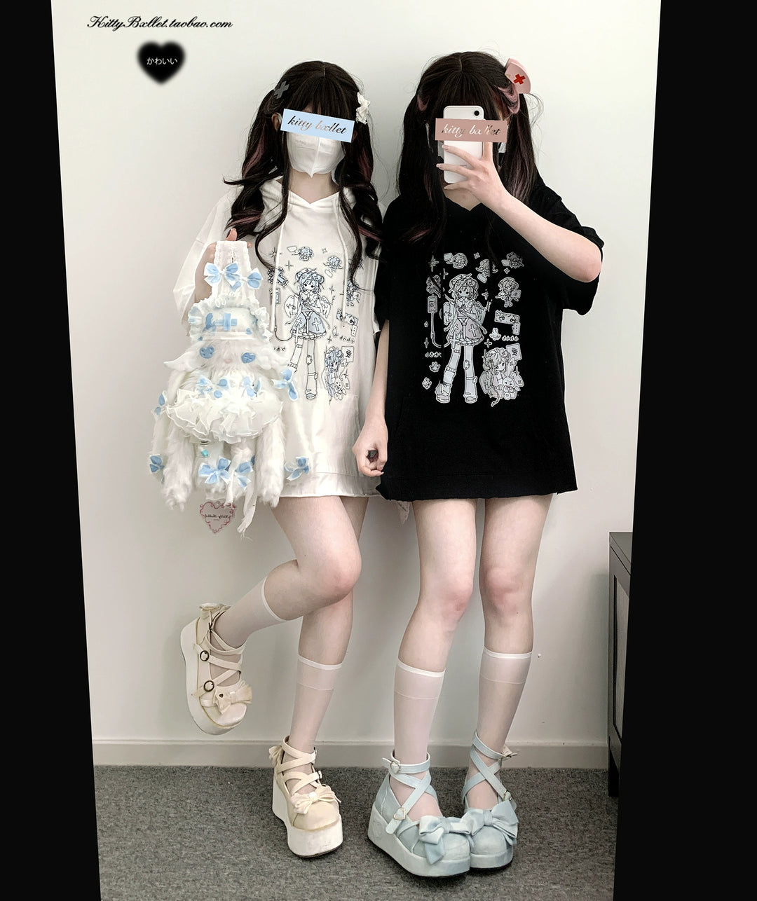 Jirai Kei Hoodie Rabbit Ear Hat Short-sleeved Top 38324:582978