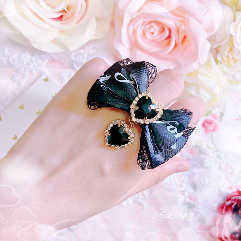 Jirai Kei Hairpins Ryousangata Black Lace Bow Necklace 28910:358406