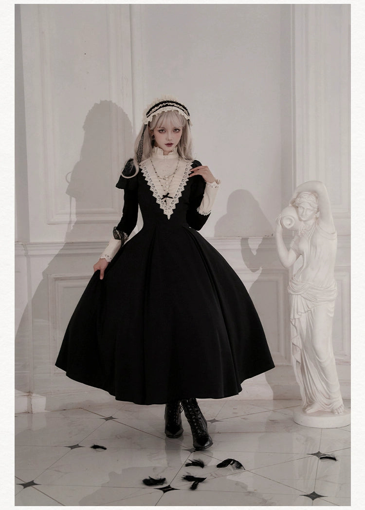 Gothic Dress Set Nun Black Short And Long OP Dress 39468:637564