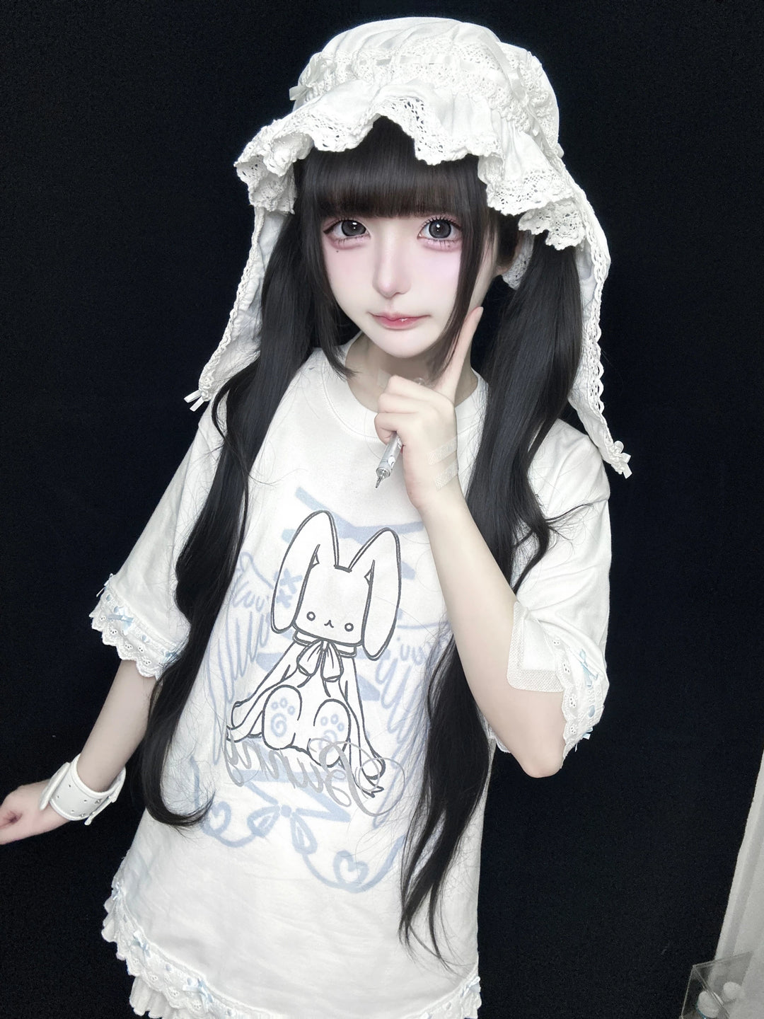 Tenshi Kaiwai Cotton T-shirt, Bunny Print 45290:846226