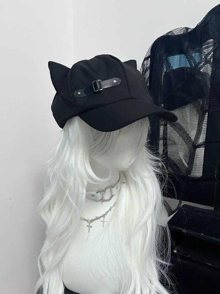 Jirai Kei Hat Black Cat Ear Cap Cute Beret 40036:649638