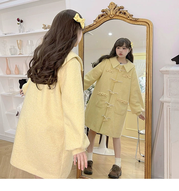 Kawaii Pink Yellow Beige Coat With Cow Horn Button 29450:347688 29450:347688