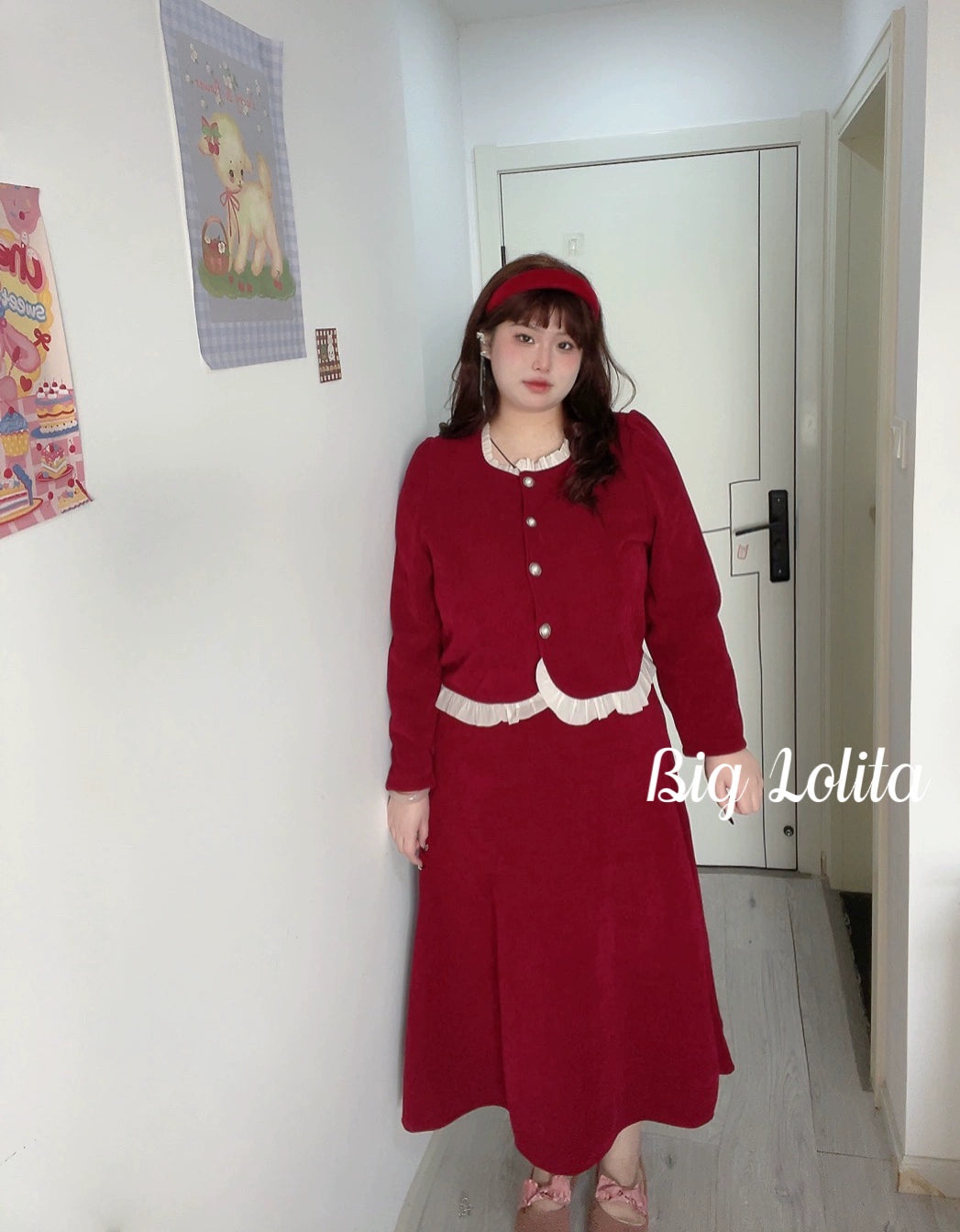 Plus Size Red Black Two-Piece Coat And Dress (XL XXL XXXL XXXXL) 29924:363854 (XL XXL XXXL XXXXL) 29924:363854