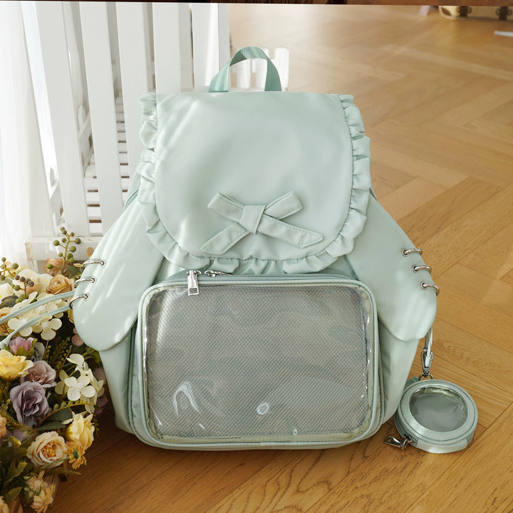 Kawaii Itabag Dual-Shoulder Backpack Bunny Ear Bag (Green) 40110:670286