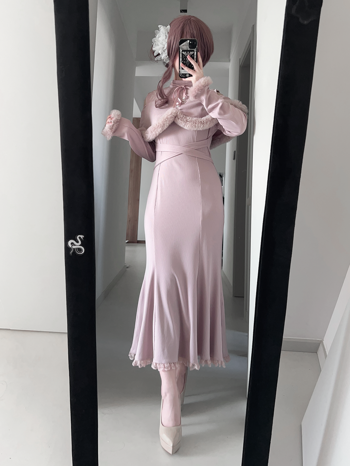 *针织长裙*虚拟天国原创设计量产型蕾服清楚系鱼尾裙日系露肩宅萌 44000:797377