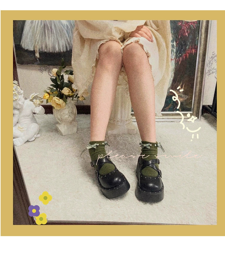 Kawaii Harajuku Fashion Cross Buckle Thick Sole Shoes 21872:315180 21872:315180