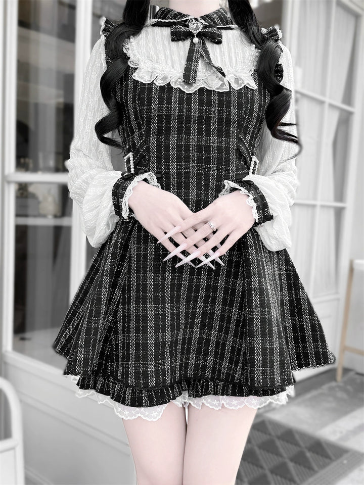 Tweed Ryousangata Dress Set, Elastic Waisted Shorts 44144:797224