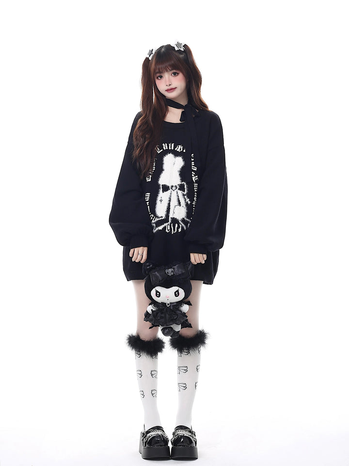 Jirai Kei Sweater Christmas Pullover Lantern Sleeve Sweater 39552:632974