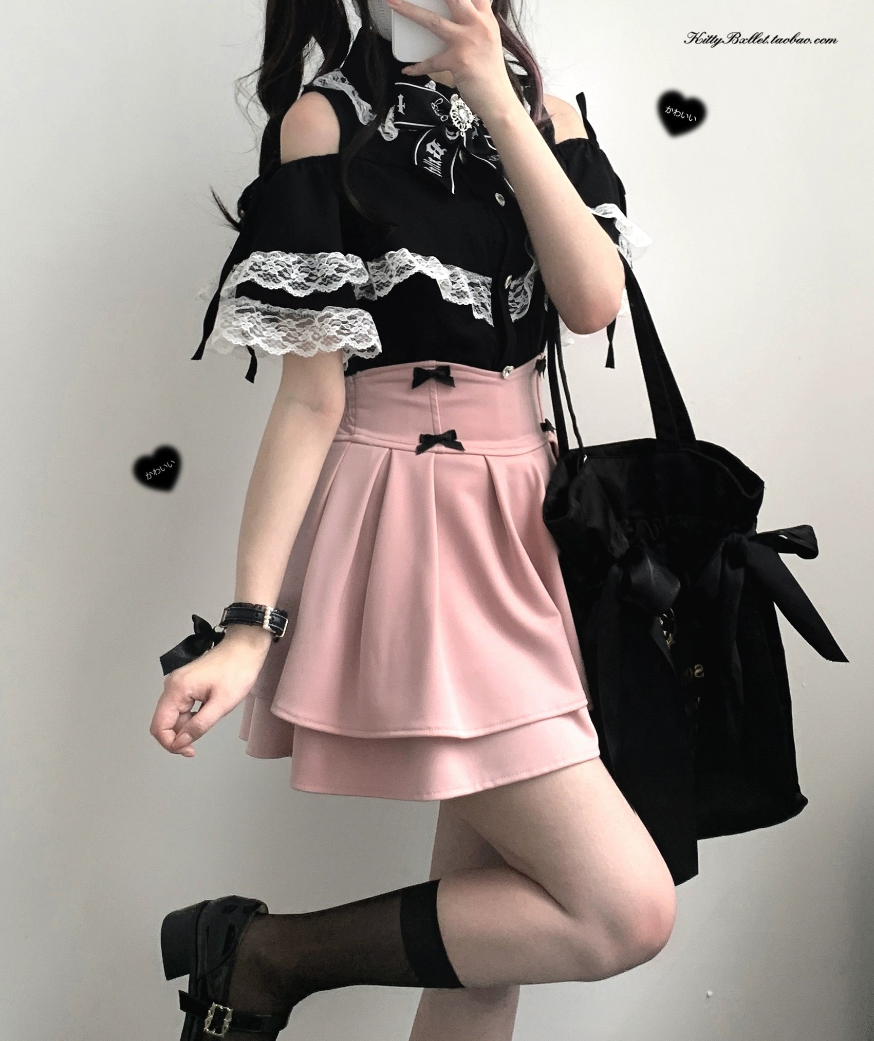 Jirai Kei Skirt Double Layer Puff Skirt with Bow 36770:534636