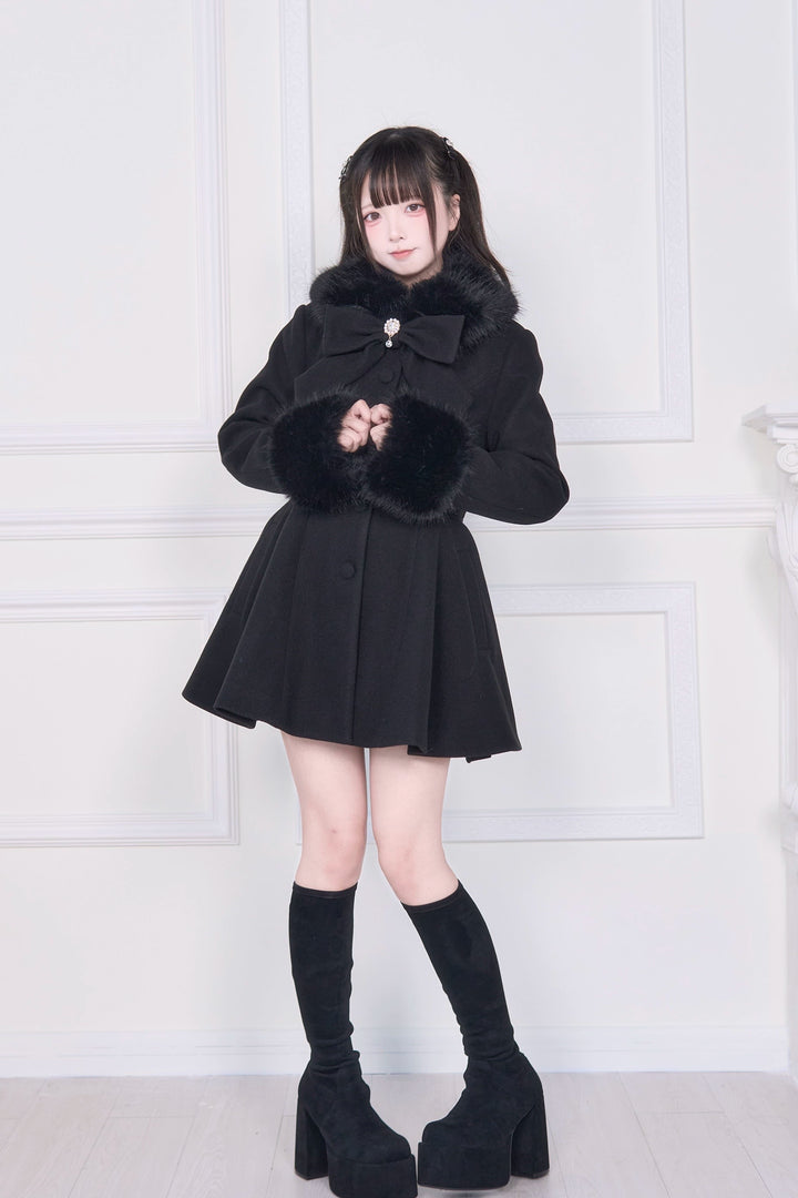 Ryousangata Winter Coat, Faux Fur, Detachable Bow & Cape 44066:794477