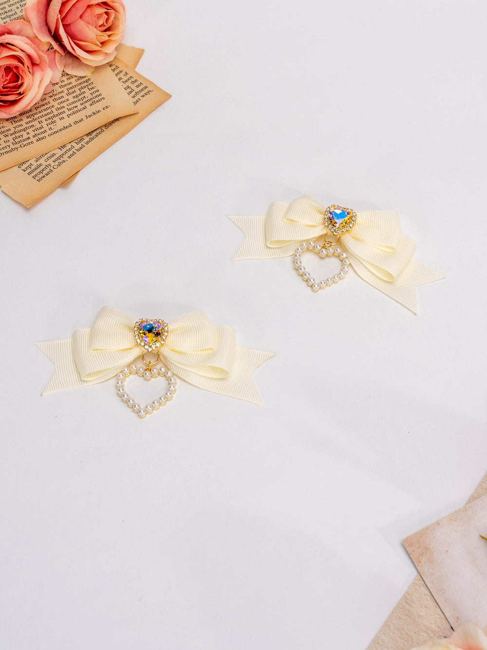 Jirai Kei Lolita Strawberry Princess Bow Hair Clips 21592:310942 21592:310942