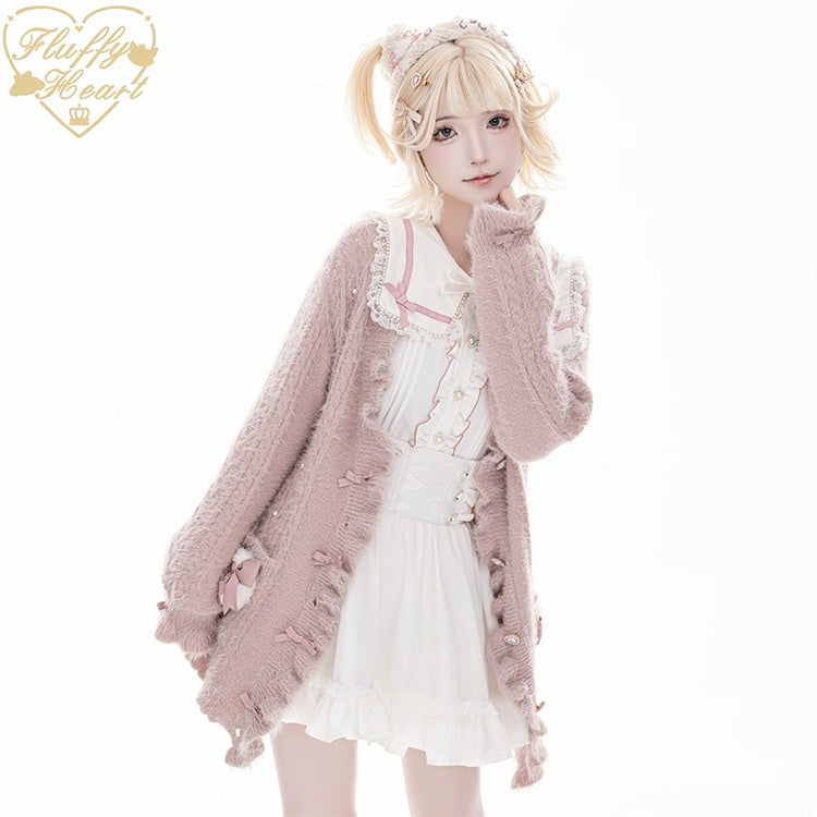 Jirai Kei Cardigan Faux Fur Sweater Long Version Top 40662:672008