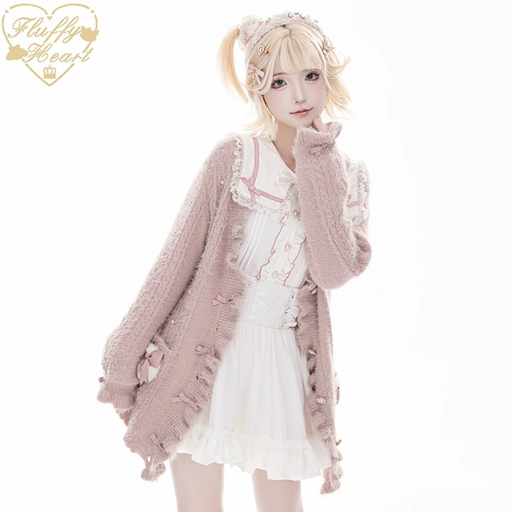 Jirai Kei Cardigan Faux Fur Sweater Long Version Top 40662:672008