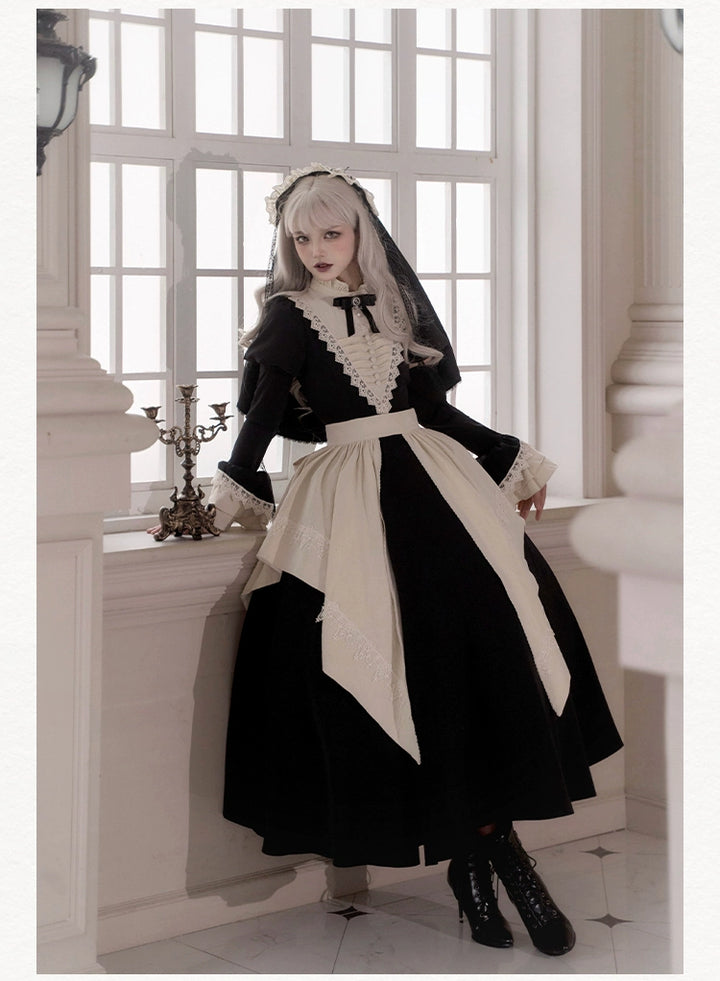 Gothic Dress Set Nun Black Short And Long OP Dress 39468:637576