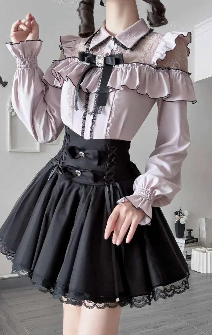 Seiso Kei Pink Blouse & Mermaid Skirt, Lace & Ruffles 45933:870777