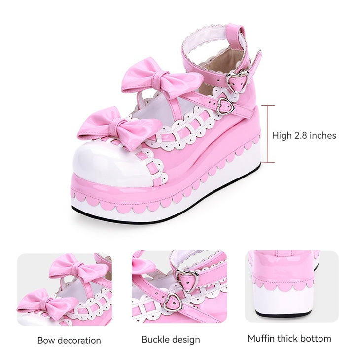 Lolita Shoes Platform Shoes With Bows And Laces 31792:370750 31792:370750