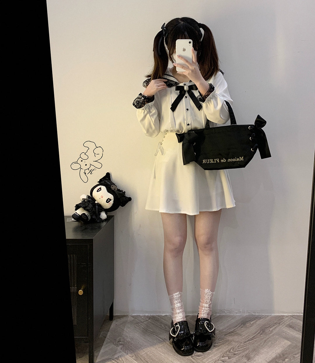 Jirai Kei Blouse Sailor Collar Long Sleeve Shirt 21812:317928