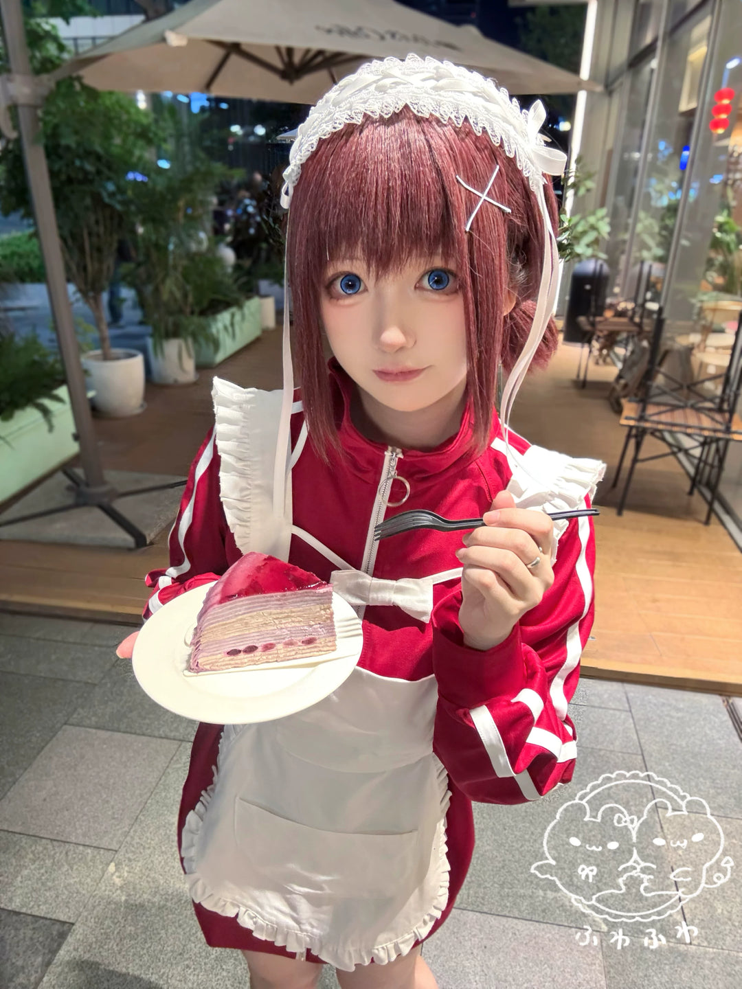 Red Jersey Outfit, Sporty Jacket & Elastic Waist Pants 44860:827125