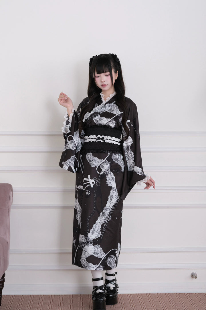 Gothic Lace Yukata Set, Detachable Lace Bow 45262:844251