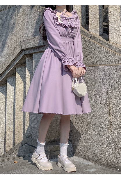 Elegant Lolita Dress Purple Lolita Dress Puff Sleeve Dress 36412:564124