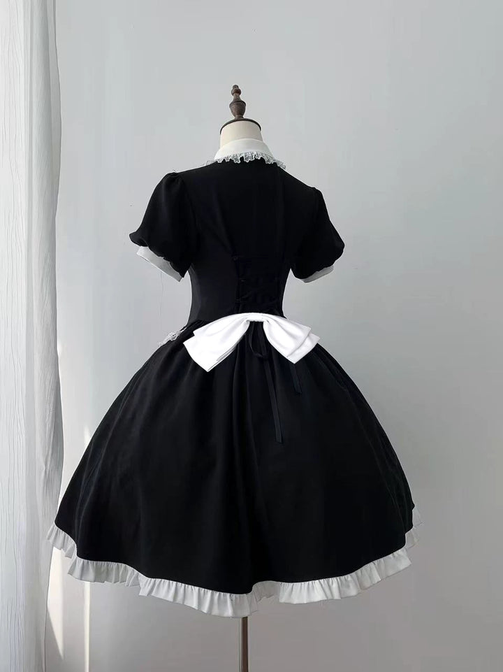 Gothic Lolita Button Closure OP Dress, Detachable Apron (L M S) 44947:832420