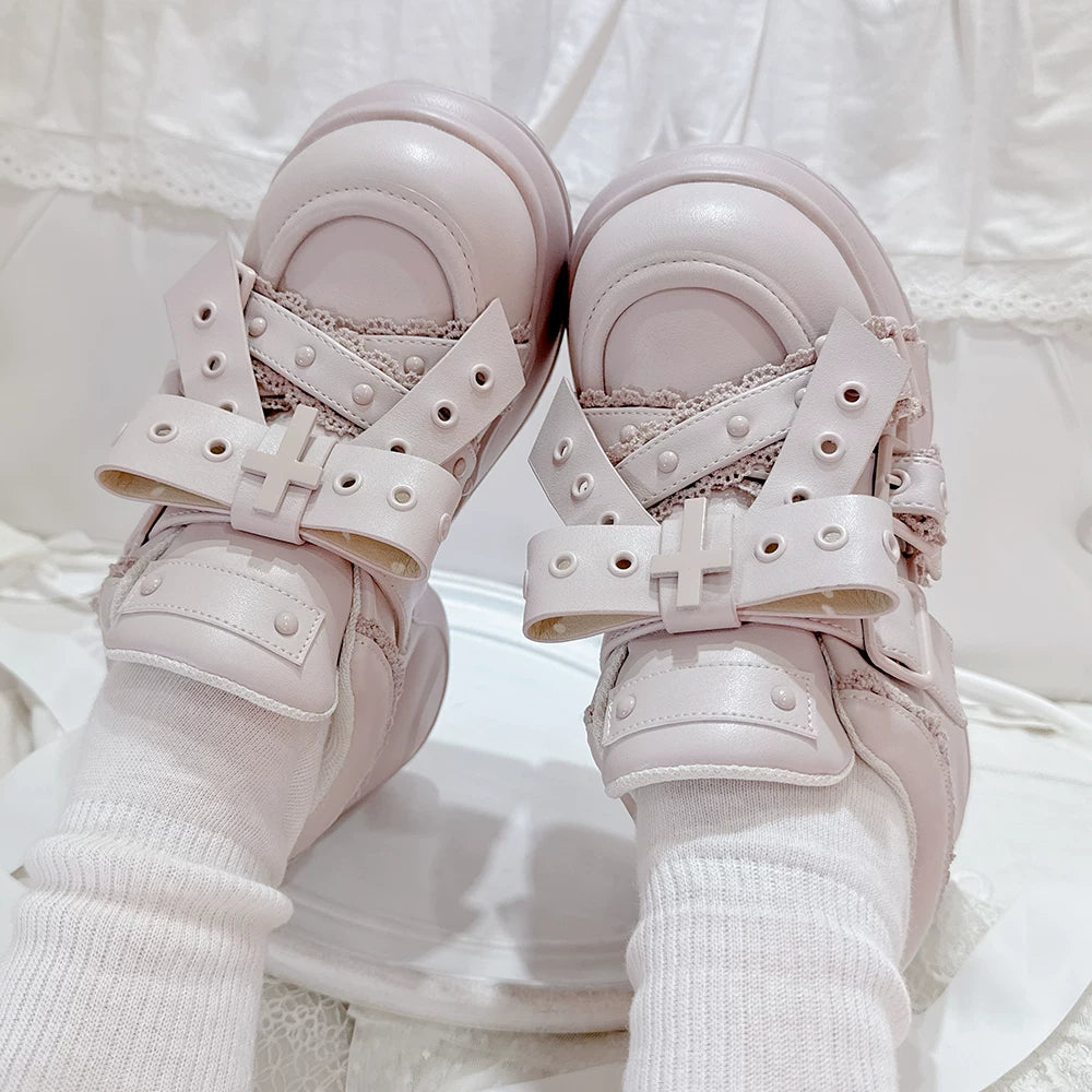 Jirai Kei High Platform Shoes, Multiple Buckle Straps (Pink / 35 36 37 38 39 40) 44626:815632