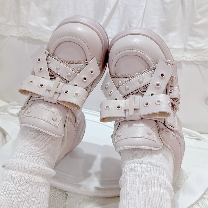 Jirai Kei High Platform Shoes, Multiple Buckle Straps (Pink / 35 36 37 38 39 40) 44626:815632