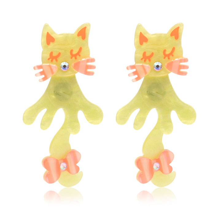 Fairy Kei Yellow And Blue Earrings Acrylic Cat Accessories 31694:373330 31694:373330