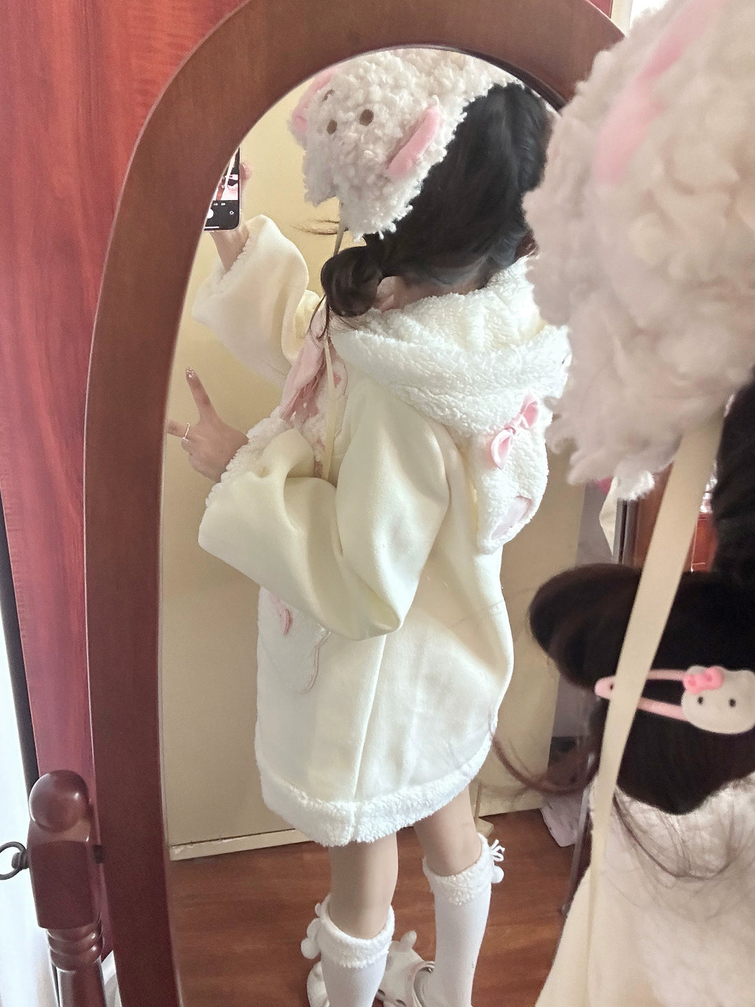 Sweet Lolita Coat Bunny Puppy Print Coat Fleece Jacket 40940:680022